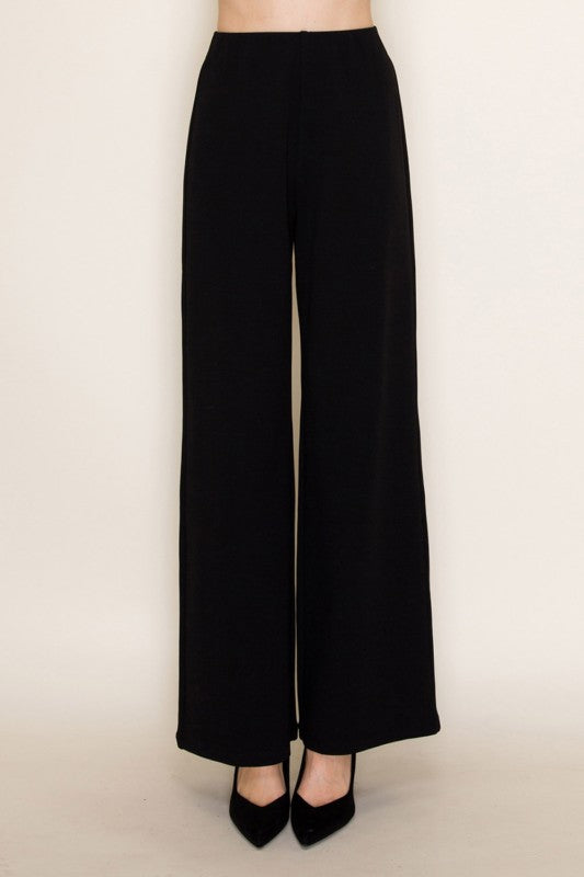 White Birch - High-waisted solid knit pants