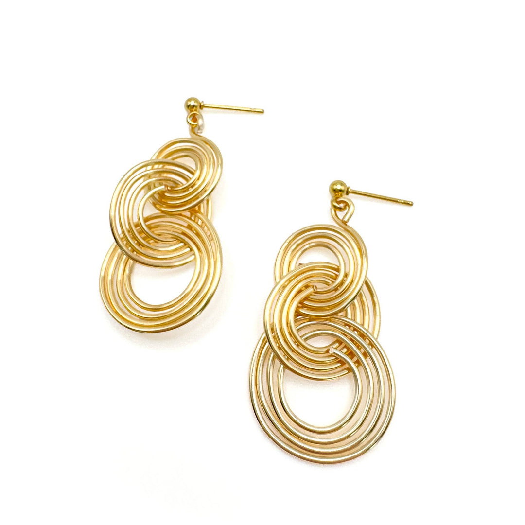 Ripple gold earrings