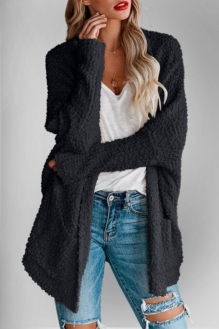 The Bouncing Doodle Open Front Long Sleeve Cardigan with Pockets