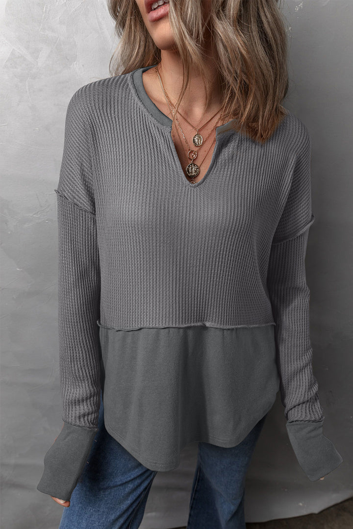 Bouncing Doodle Waffle-Knit Long Sleeve Top