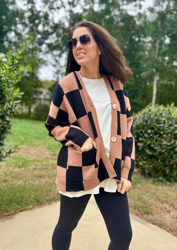 CHECKERBOARD CARDIGAN