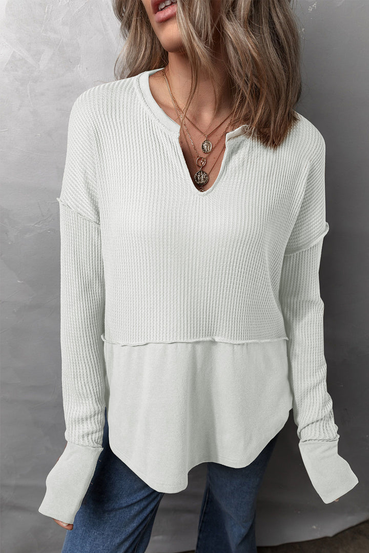 Bouncing Doodle Waffle-Knit Long Sleeve Top