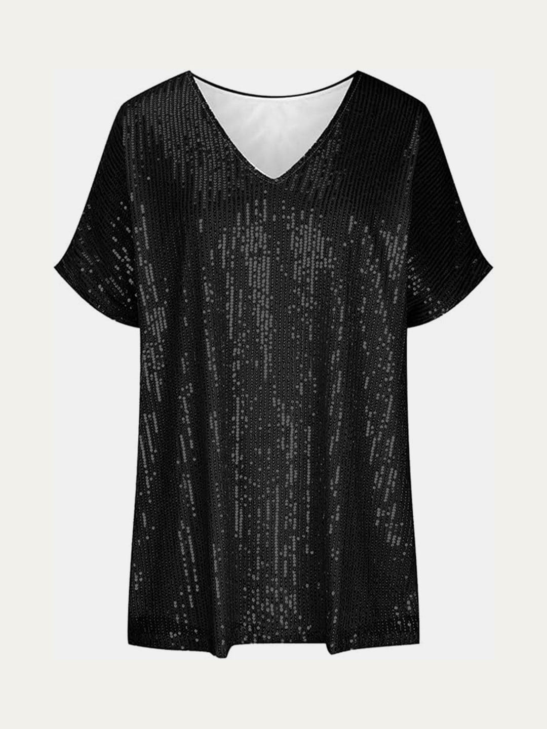 Bouncing Doodle Sequin V-Neck Short Sleeve Top