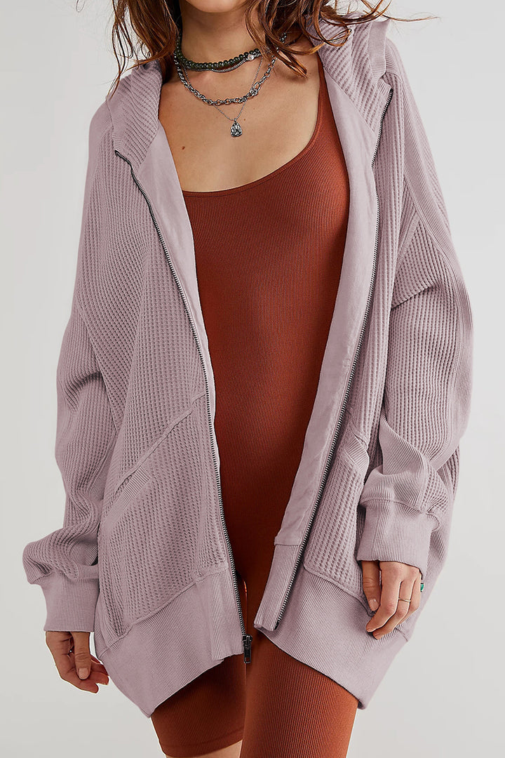 The Bouncing Doodle Zip-Up Long Sleeve Waffle Hoodie