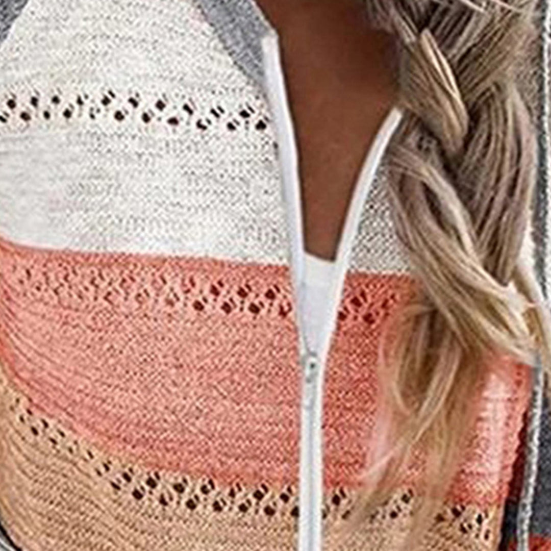Bouncing Doodle Color Block  Drawstring Hooded Sweater