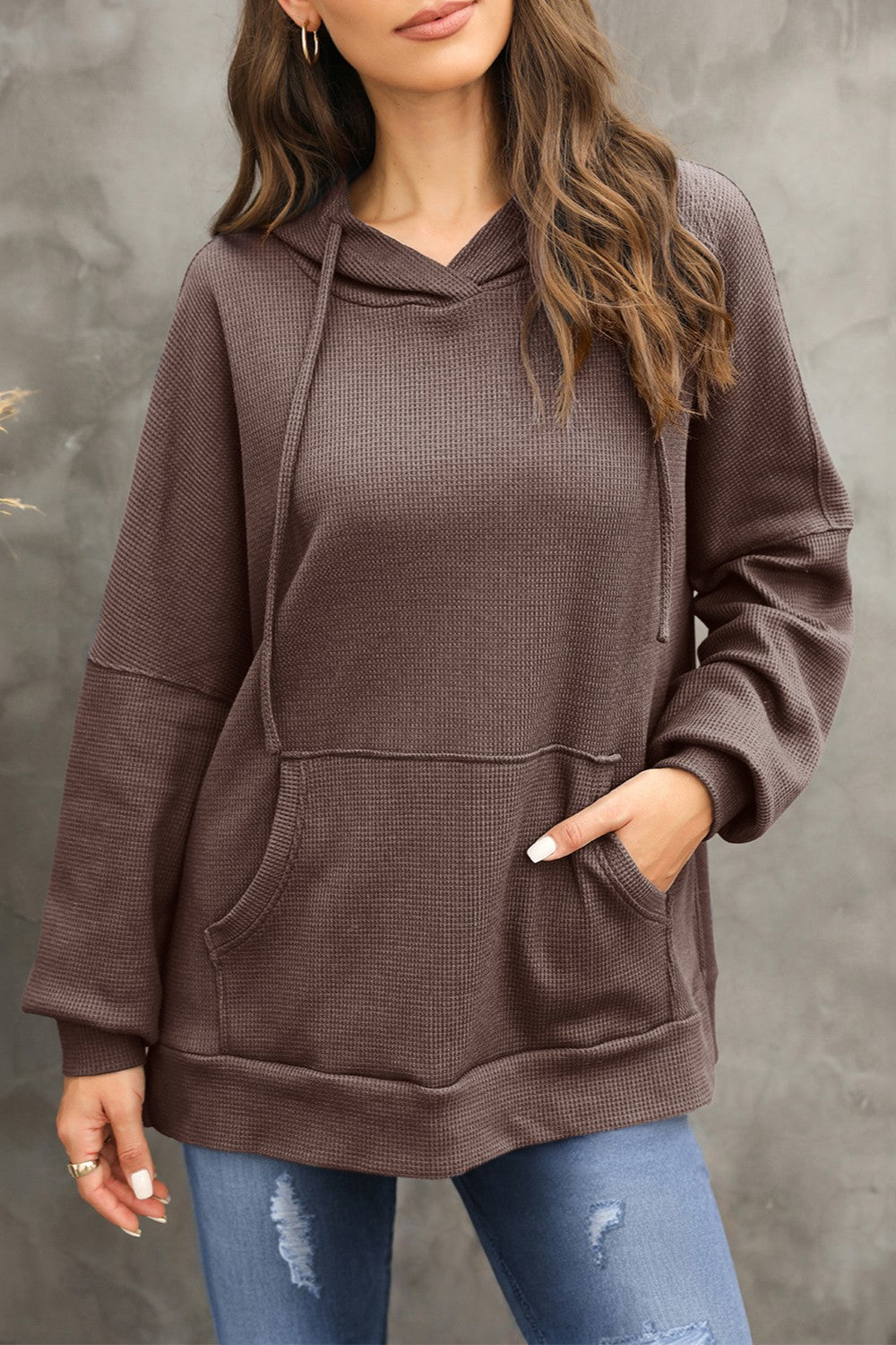 The Bouncing Doodle Waffle-Knit Long Sleeve Hoodie