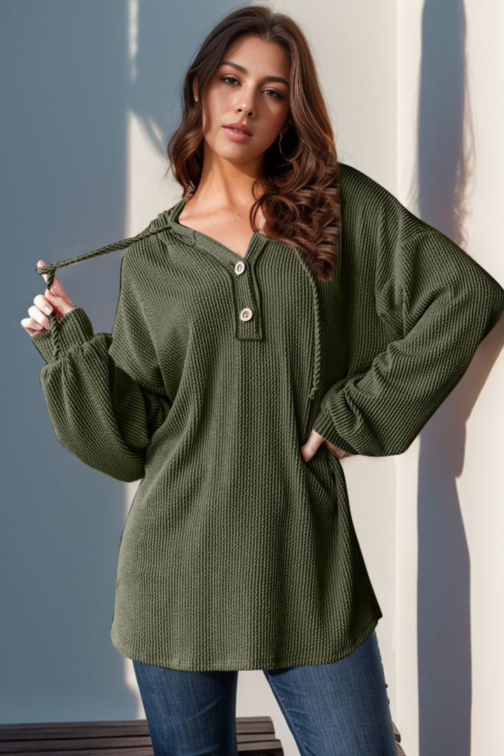 The Bouncing Doodle Half Button Long Sleeve Hoodie
