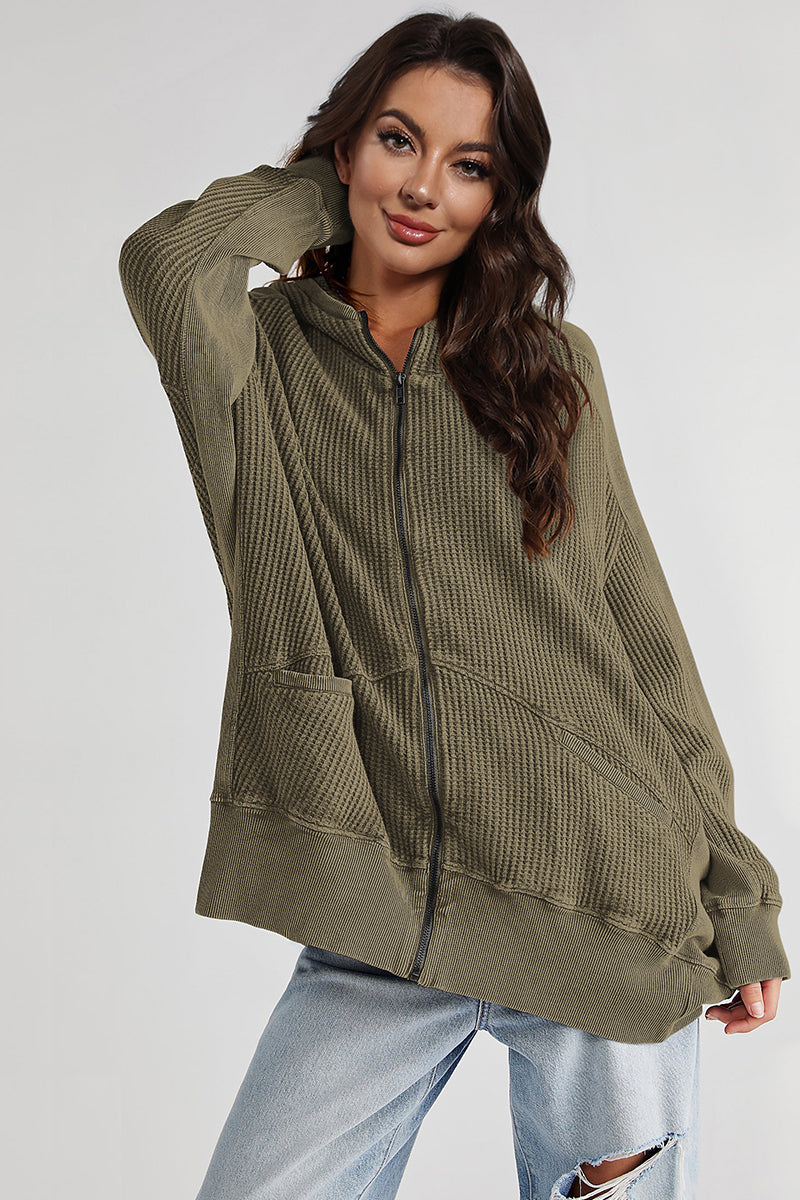 The Bouncing Doodle Zip-Up Long Sleeve Waffle Hoodie