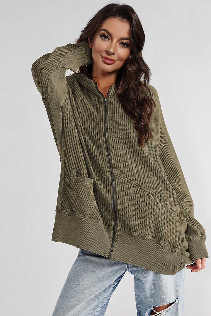 The Bouncing Doodle Zip-Up Long Sleeve Waffle Hoodie