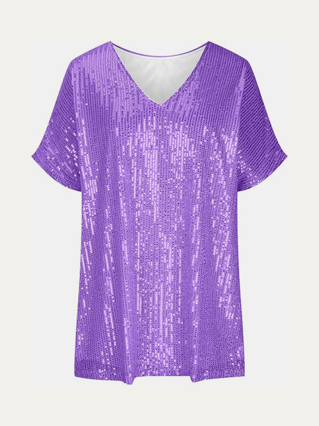 Bouncing Doodle Sequin V-Neck Short Sleeve Top