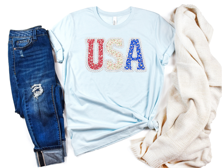 USA Floral Patch Graphic Tee