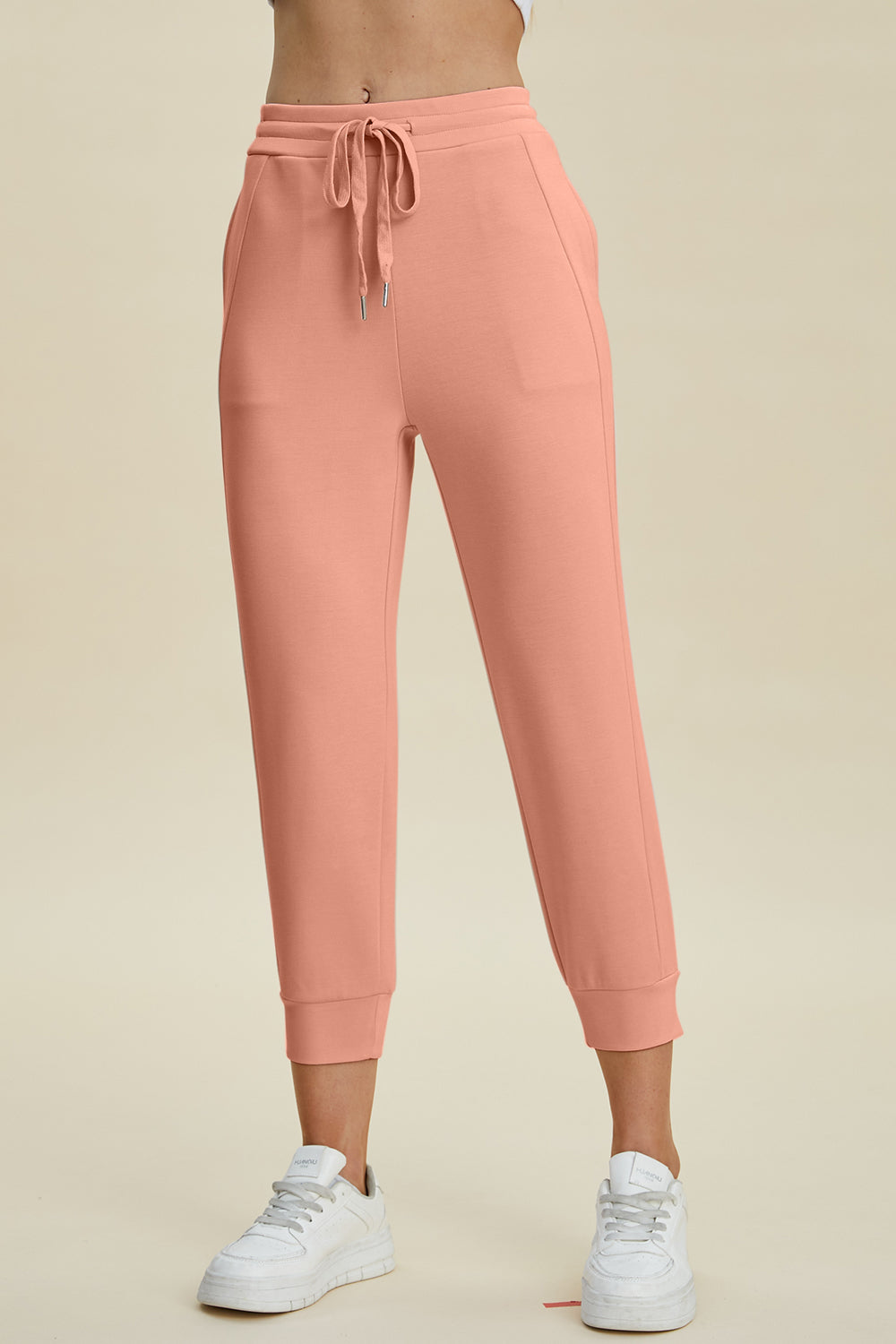 Bouncing Doodle Full Size Air Scuba Drawstring High Waist Cropped Pants