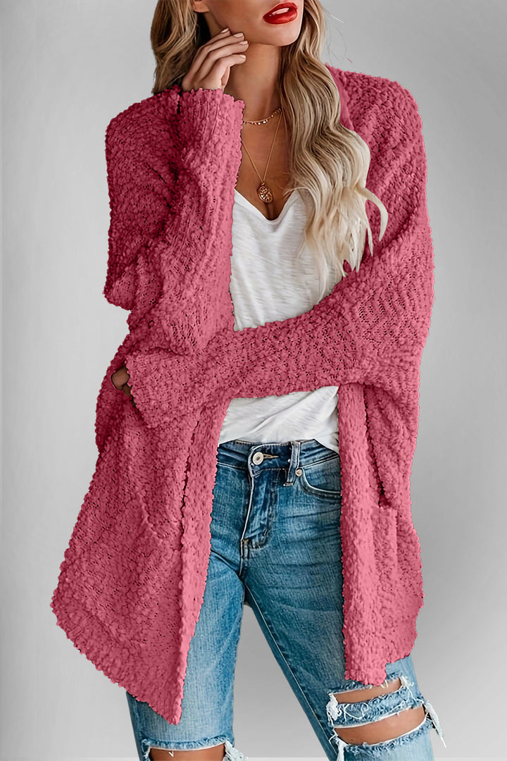 The Bouncing Doodle Open Front Long Sleeve Cardigan with Pockets