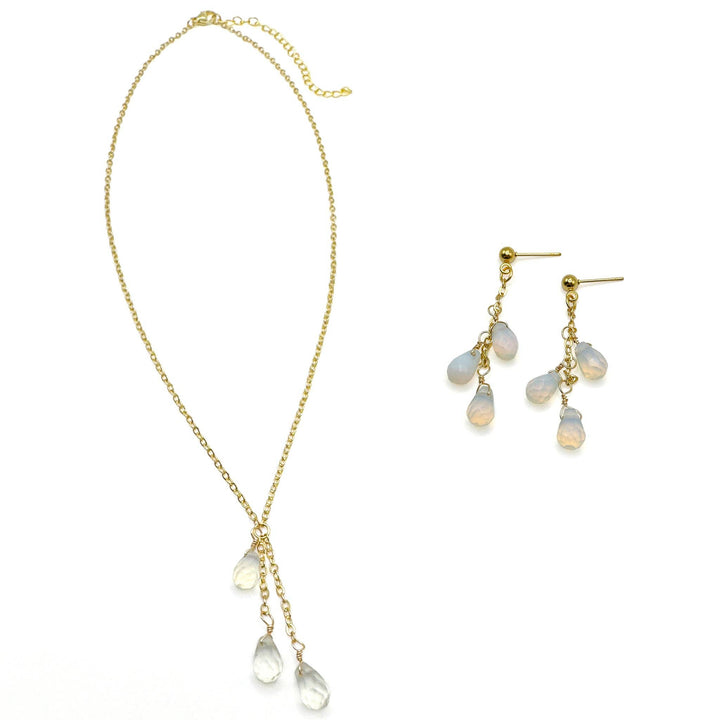 Dancing opalite and gold chain necklace