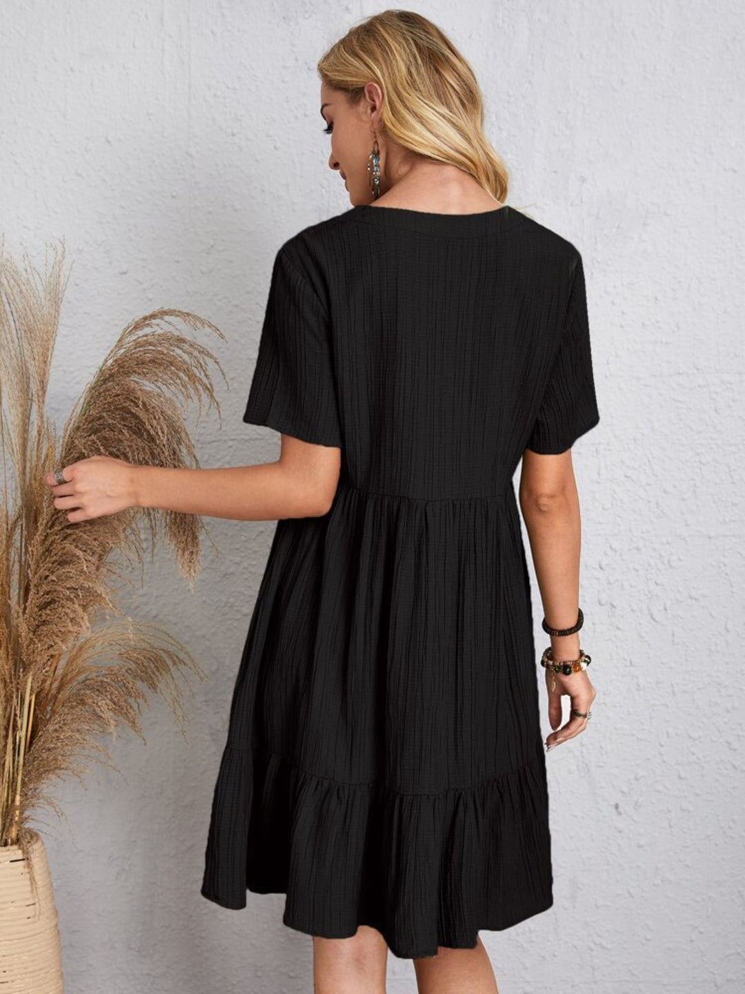 Bouncing Doodle V-Neck Short Sleeve Dress