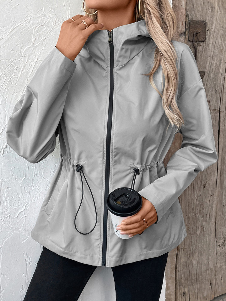 The Bouncing Doodle Drawstring Zip Up Hooded Jacket