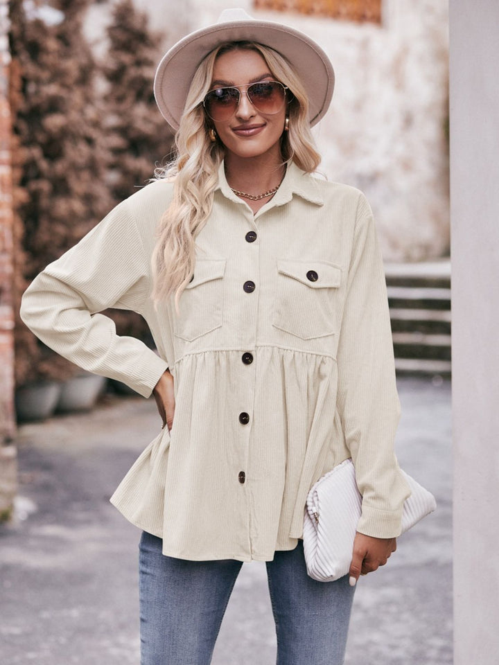 The Bouncing Doodle Corduroy  Button Up Shacket
