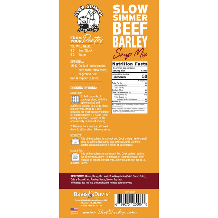 Slow Simmer Beef Barley Soup Mix - 12 oz