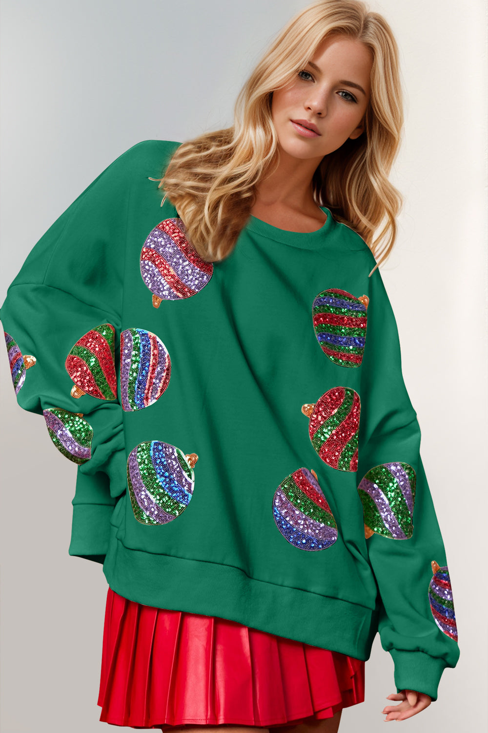 The Bouncing Doodle Christmas Ornament Sequin Sweatshirt