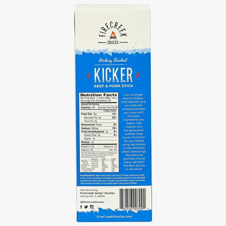 FireCreek Snacks Kicker Spicy Beef & Pork Meat Sticks