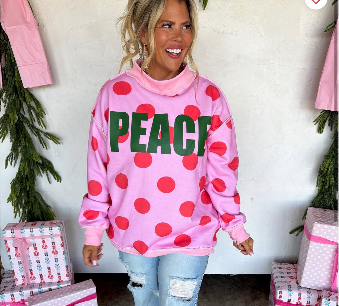 PRE ORDER - BLAKELEY Polka Dot Peace Mock Neck