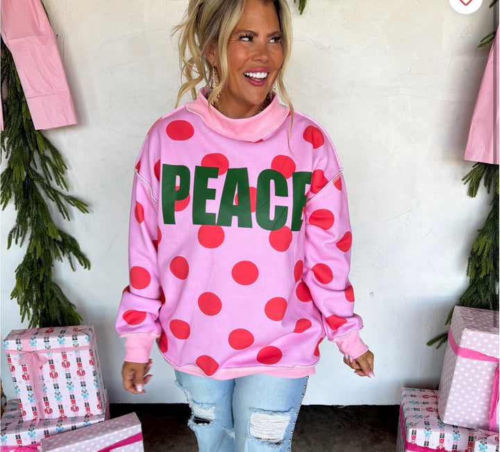 PRE ORDER - BLAKELEY Polka Dot Peace Mock Neck