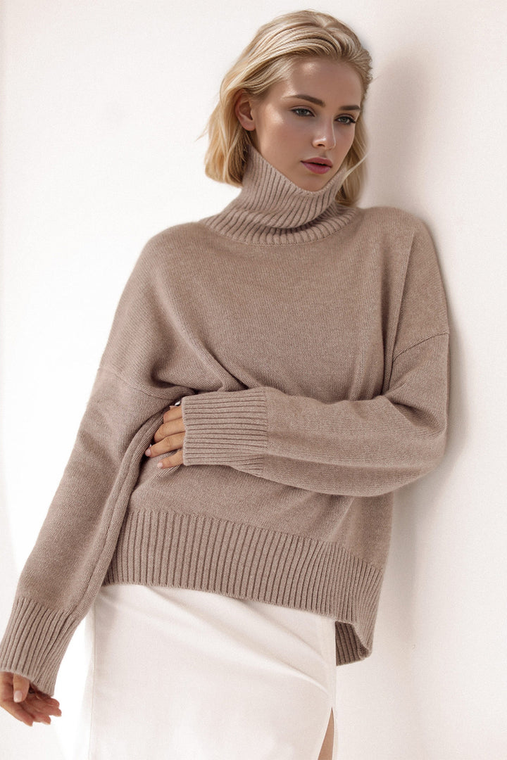 The Bouncing Doodle Turtleneck Dropped Shoulder Long Sleeve Sweater