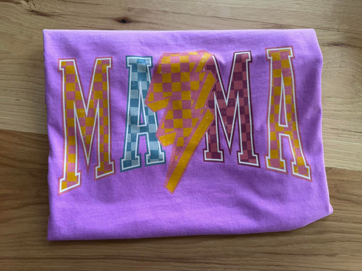 MAMA Checkered Lightning Bright Graphic Tee
