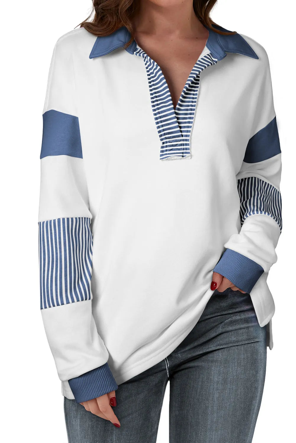 The Bouncing Doodle Collared Neck Long Sleeve Sweatshirt