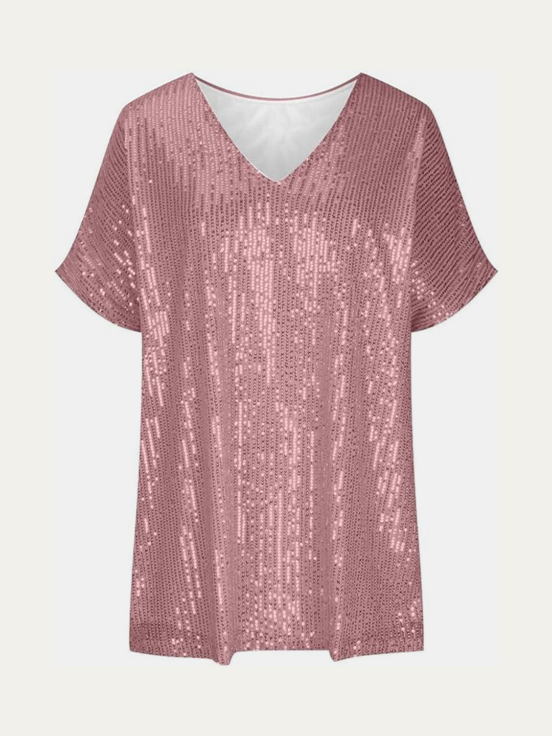 Bouncing Doodle Sequin V-Neck Short Sleeve Top