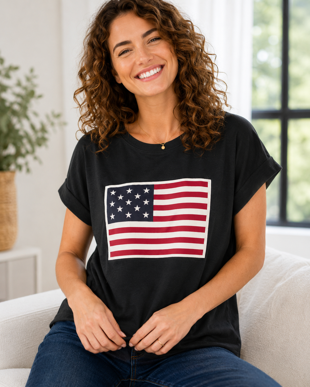 Zenana - Flag Patch Shirt