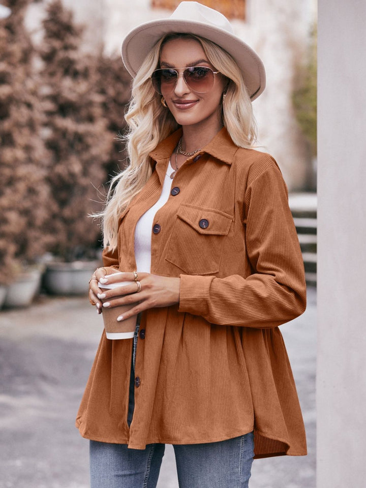 The Bouncing Doodle Corduroy  Button Up Shacket