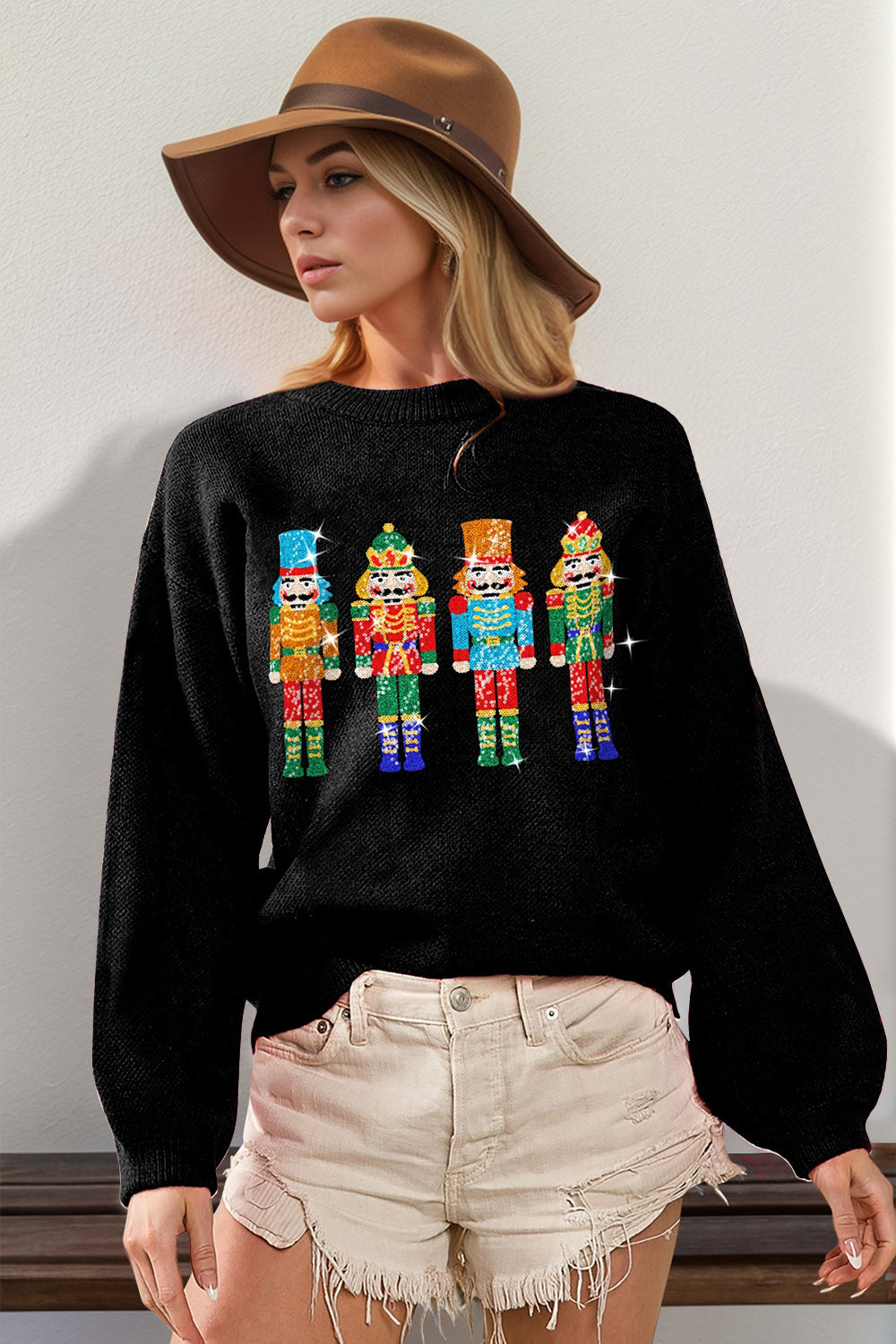 The Bouncing Doodle Sequin Nutcracker Long Sleeve Sweater