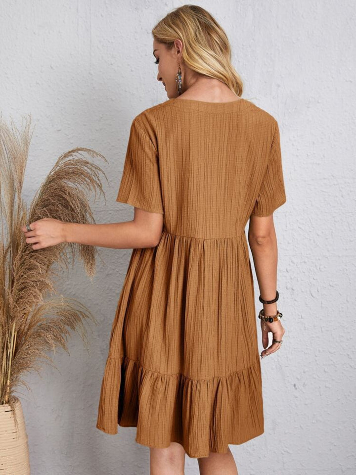 Bouncing Doodle V-Neck Short Sleeve Dress