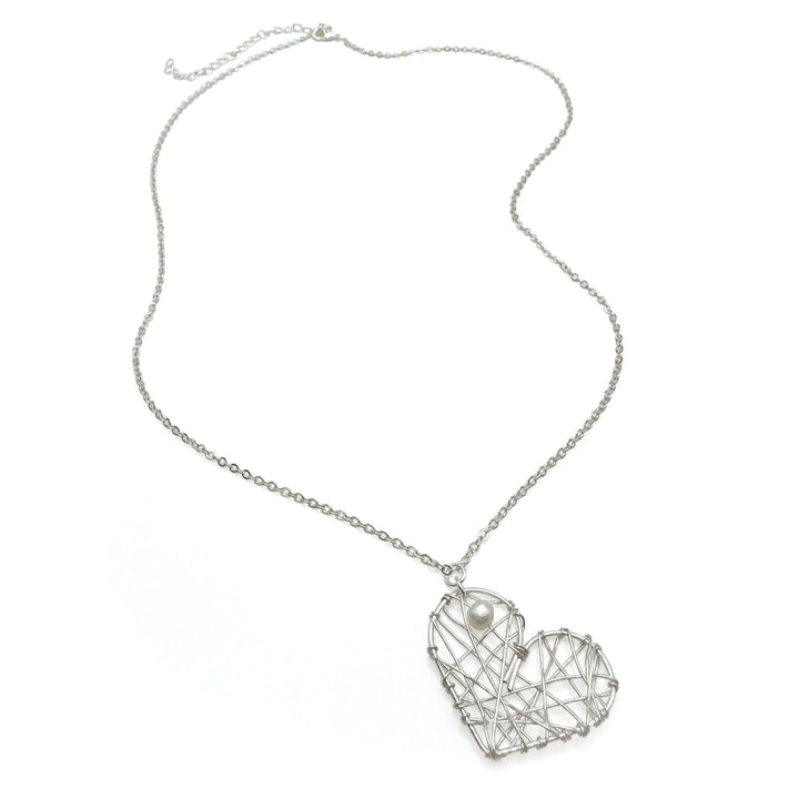 Dear Heart silver and pearl pendant necklace