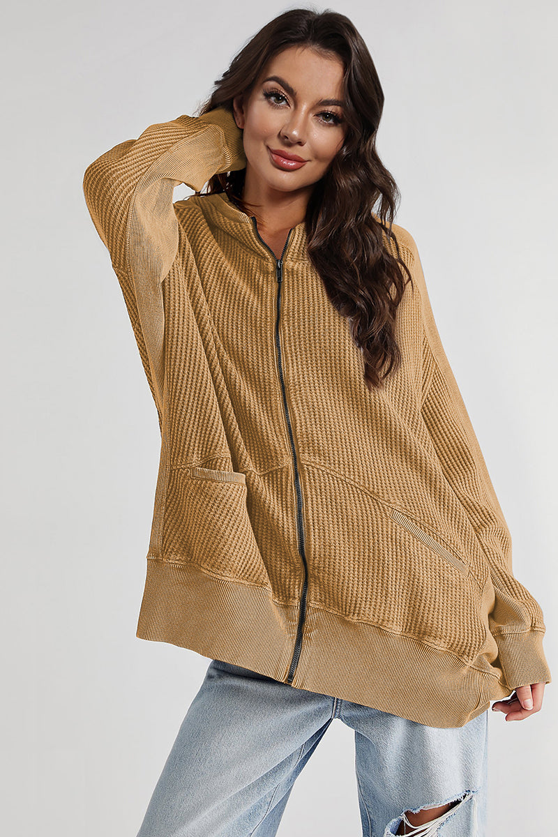 The Bouncing Doodle Zip-Up Long Sleeve Waffle Hoodie