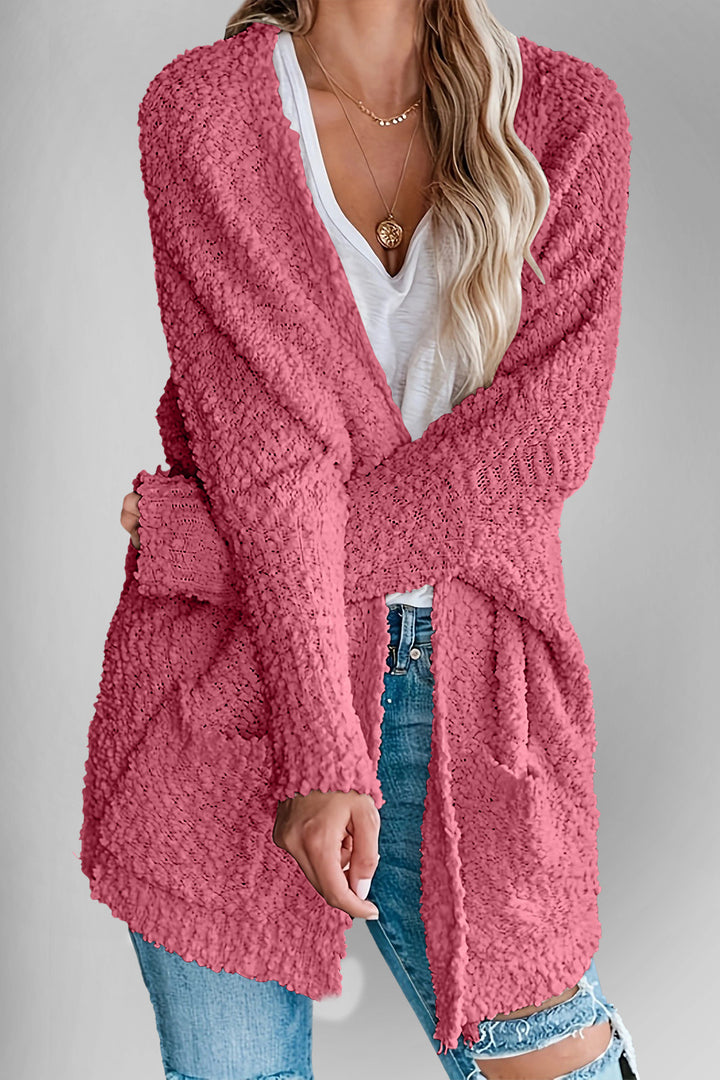 The Bouncing Doodle Open Front Long Sleeve Cardigan with Pockets