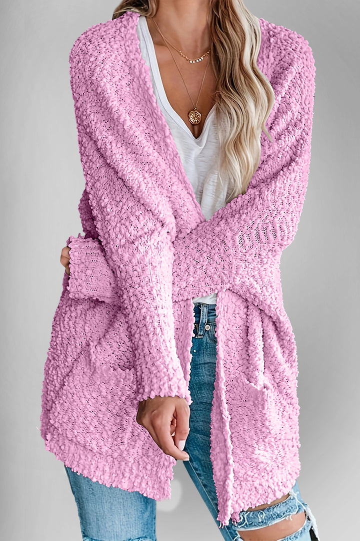 The Bouncing Doodle Open Front Long Sleeve Cardigan with Pockets