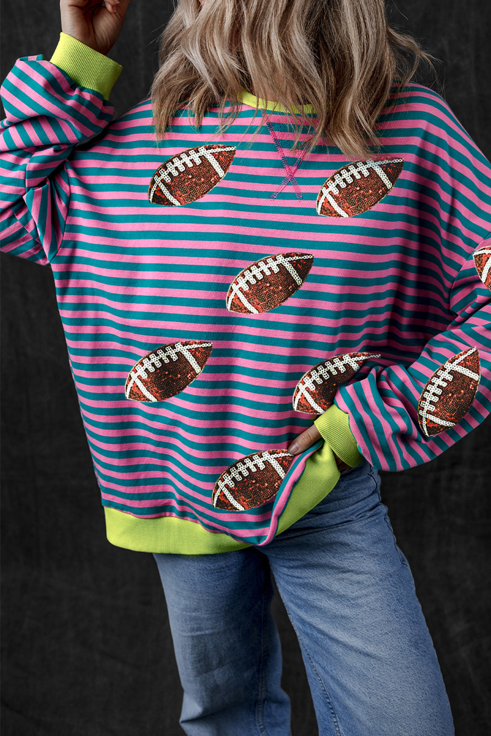 The Bouncing Doodle Striped Football Long Sleeve Sweatshirt