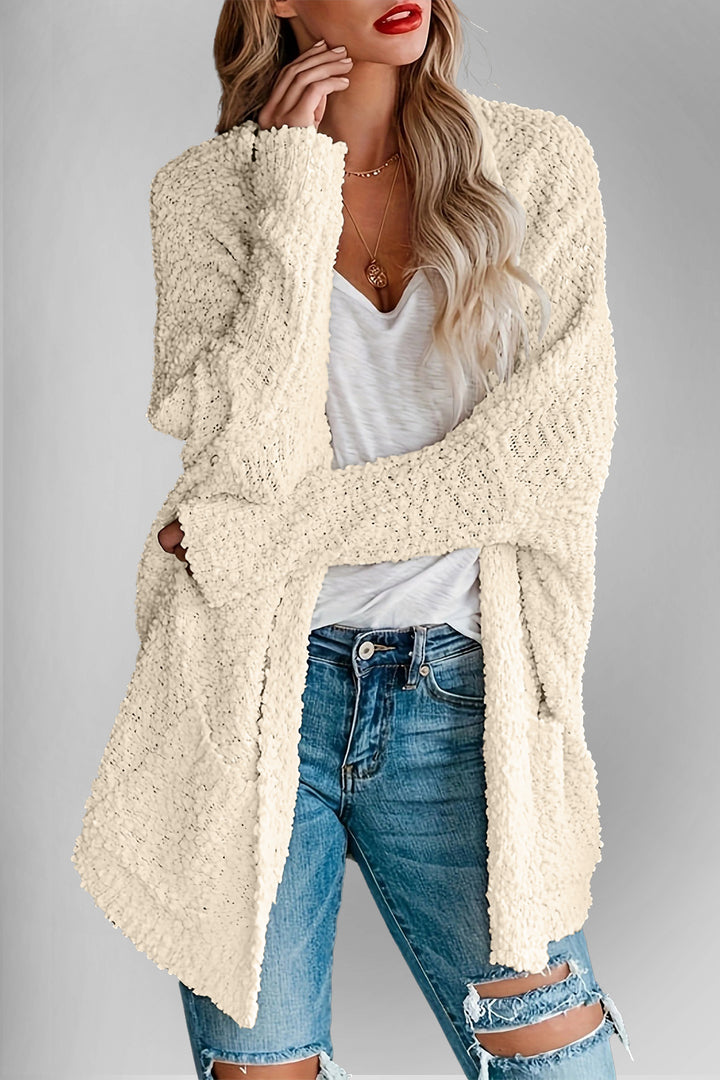 The Bouncing Doodle Open Front Long Sleeve Cardigan with Pockets
