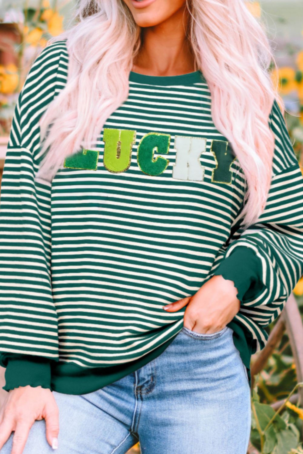 The Bouncing Doodle LUCKY Striped Sweatshirt