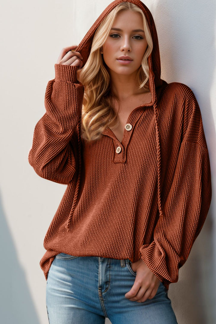 The Bouncing Doodle Half Button Long Sleeve Hoodie