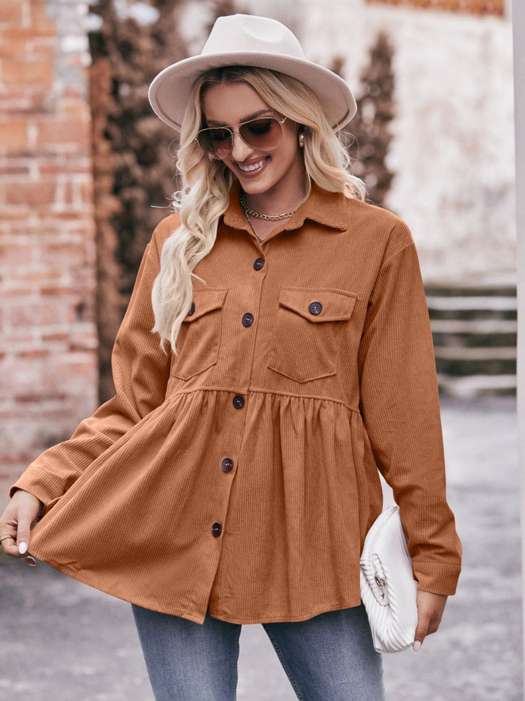 The Bouncing Doodle Corduroy  Button Up Shacket