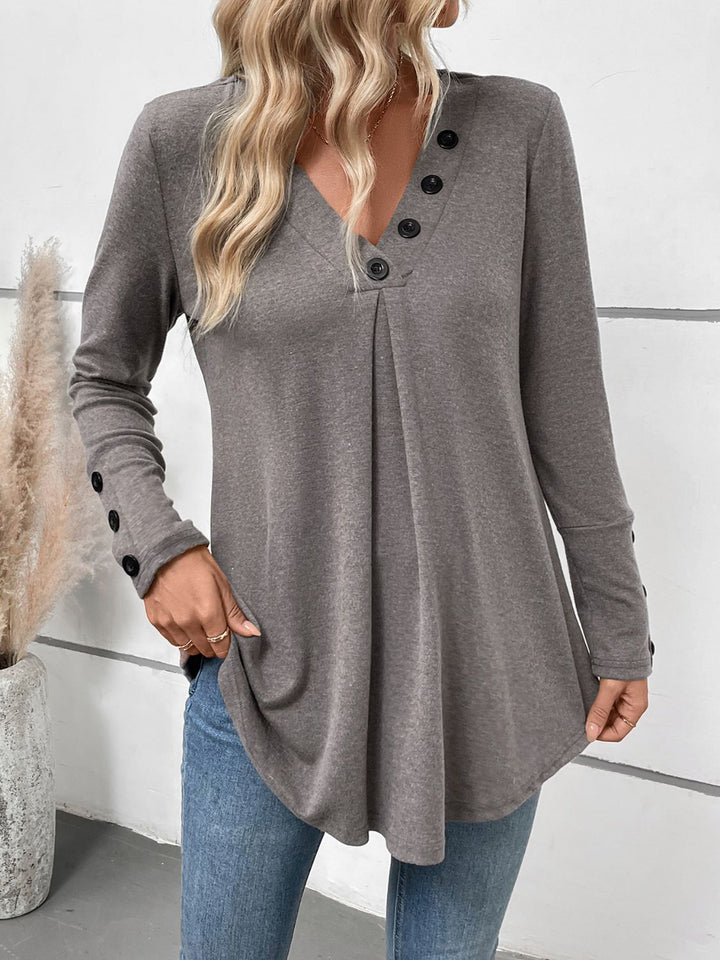 The Bouncing Doodle V-Neck Long Sleeve Top