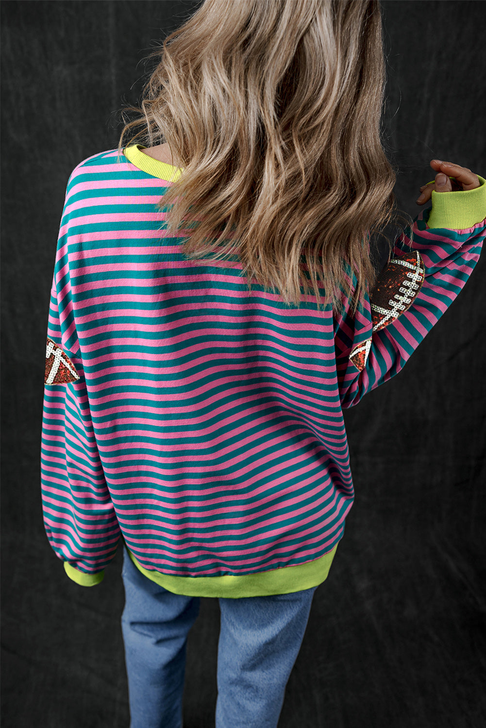 The Bouncing Doodle Striped Football Long Sleeve Sweatshirt