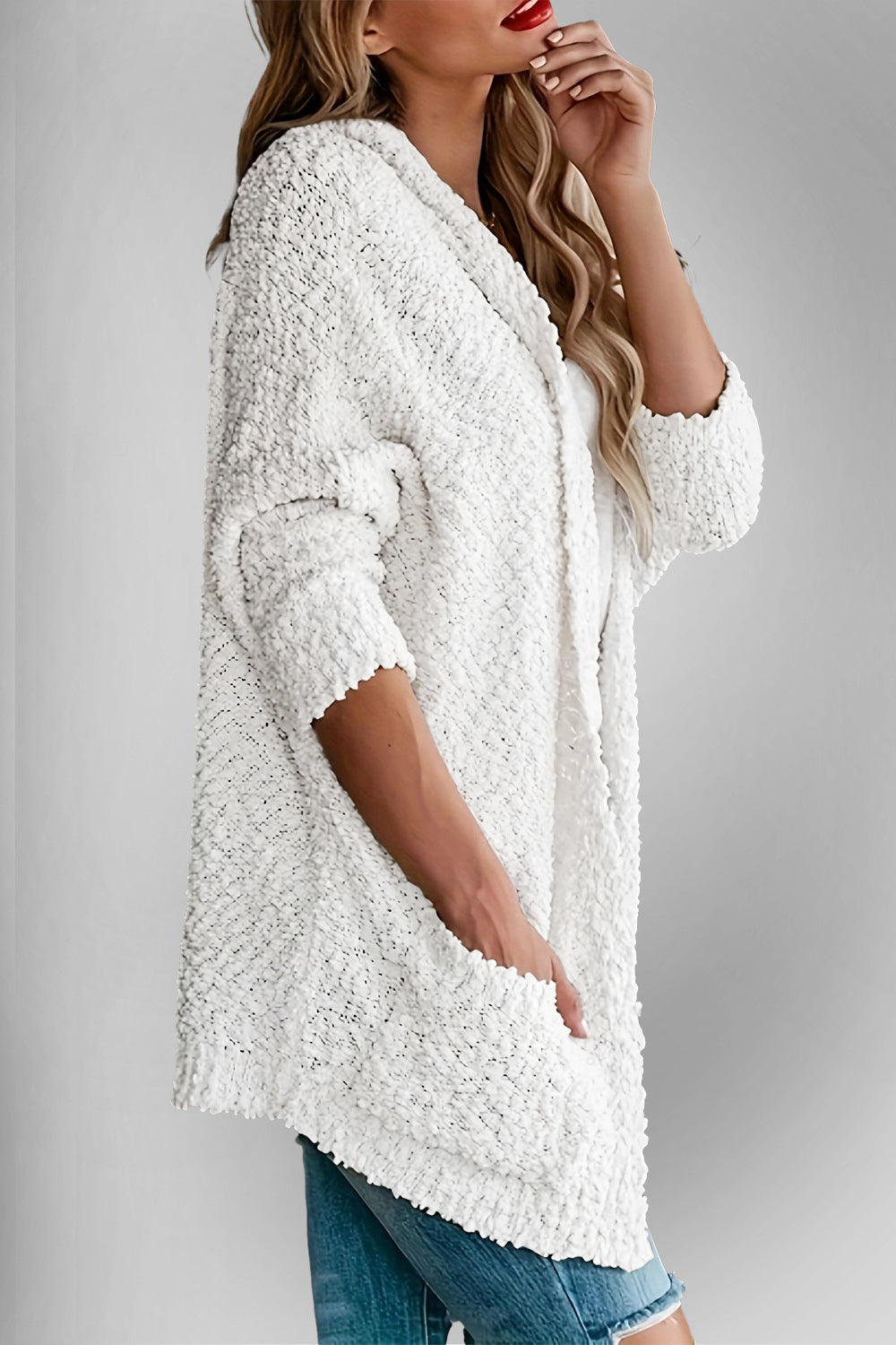 The Bouncing Doodle Open Front Long Sleeve Cardigan with Pockets
