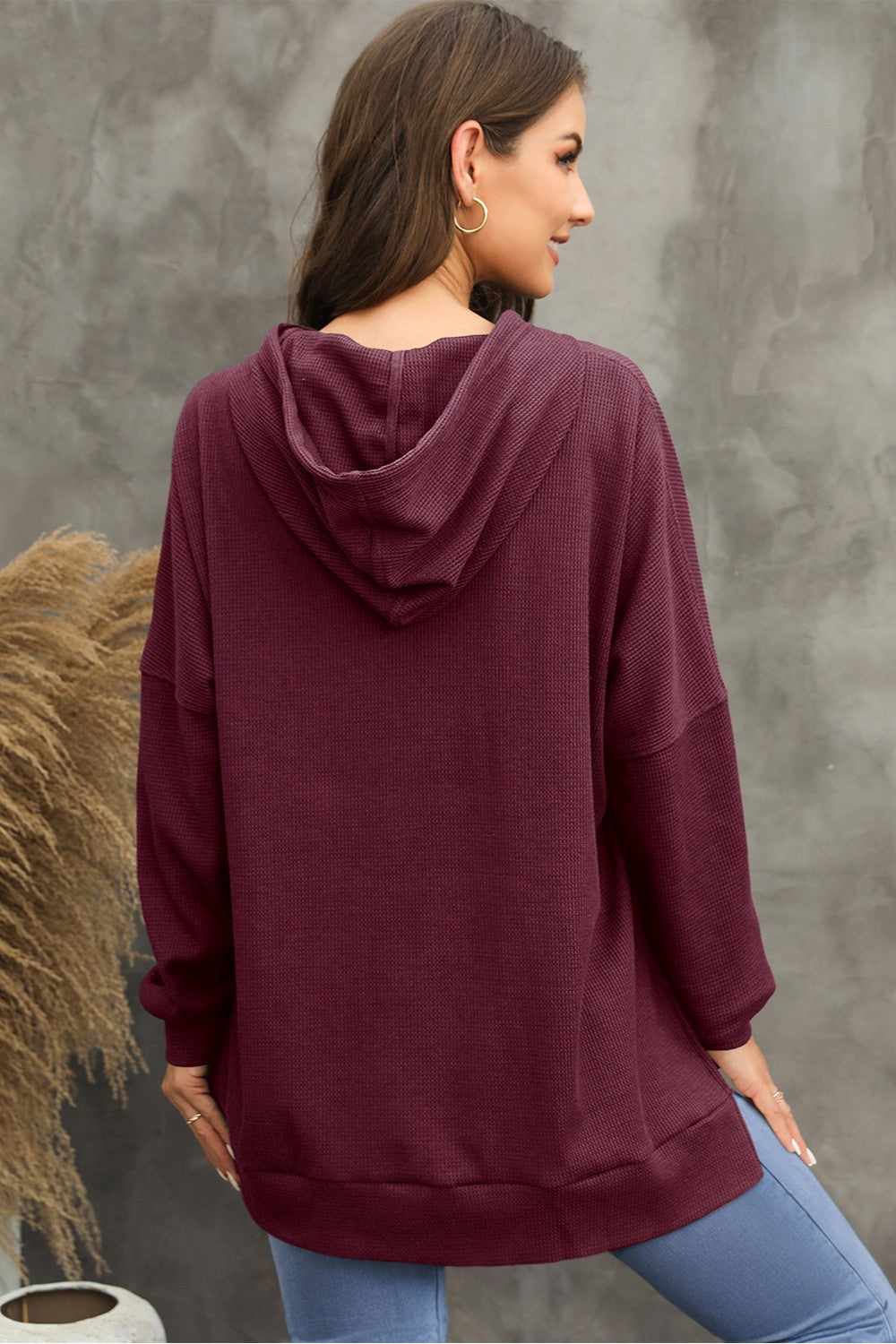 The Bouncing Doodle Waffle-Knit Long Sleeve Hoodie