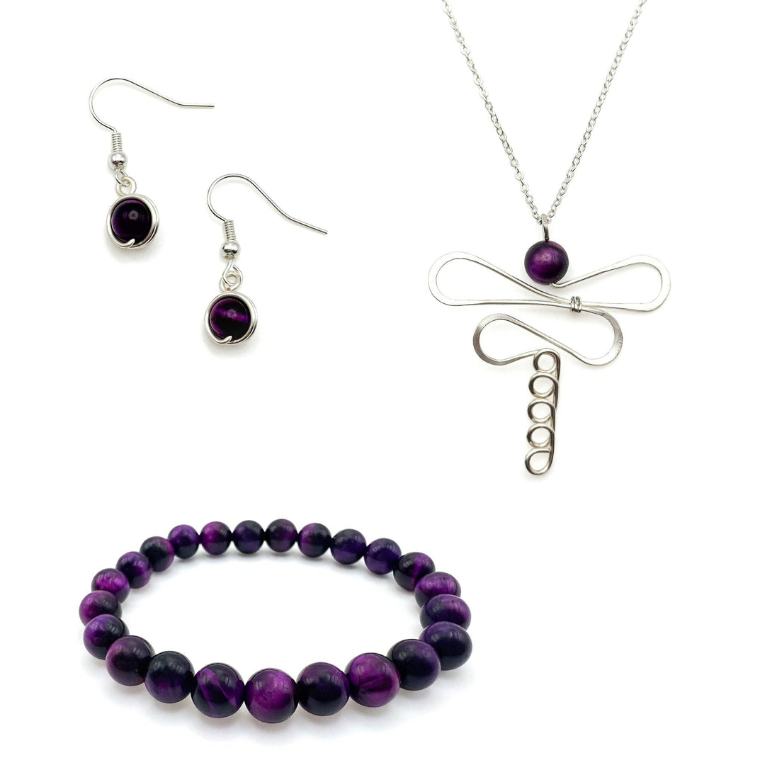 Damsel purple tigers eye stretch bracelet