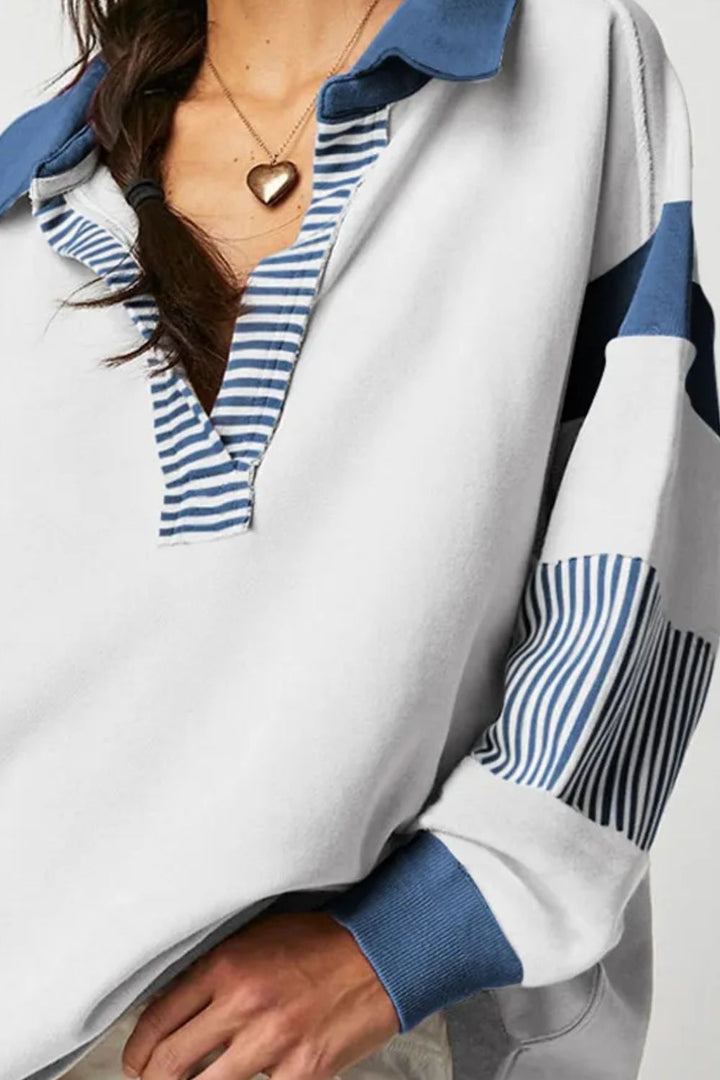 The Bouncing Doodle Collared Neck Long Sleeve Sweatshirt