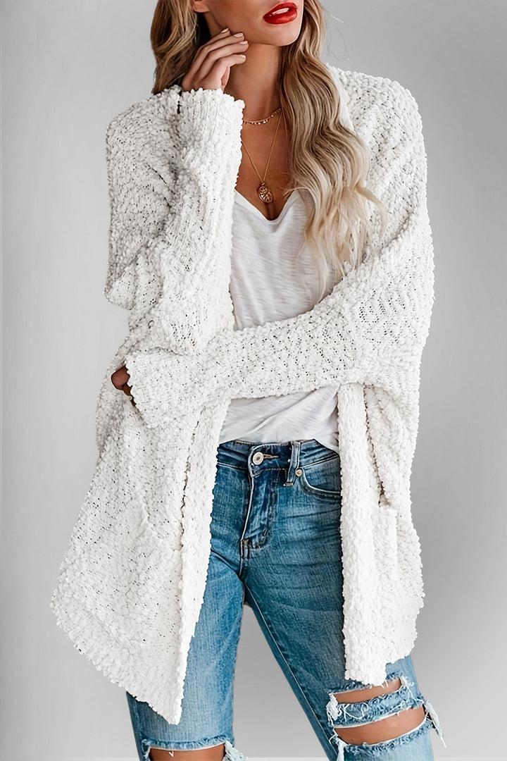 The Bouncing Doodle Open Front Long Sleeve Cardigan with Pockets